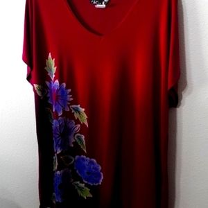 CSC STUDIO 2 piece tunic, pants purple, burgandy preowned size XL